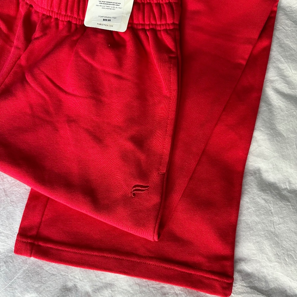 Fabletics Year Round Terry Wide Leg Sweat Pants XS 'Heated Red' NWT